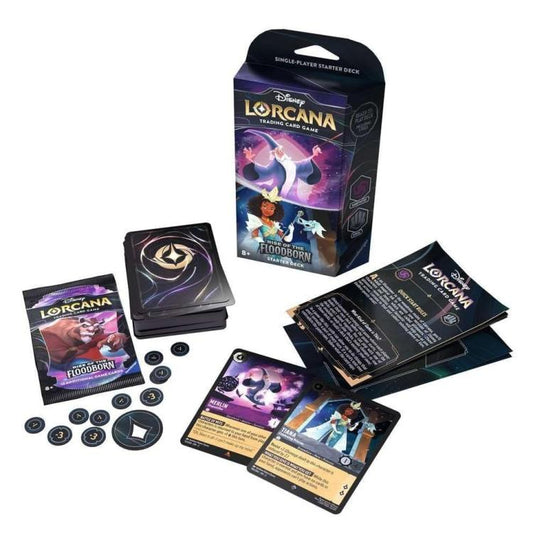 Disney Lorcana "Rise Of The Floodborne" Starter Deck Amethyst/Steel Card Tcg Eng