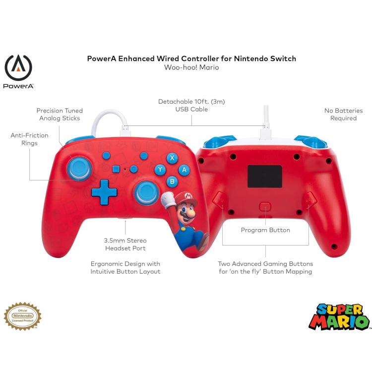 Powera Enanched Wired Controller Cablato Programm. Nintendo Switch (Super Mario)