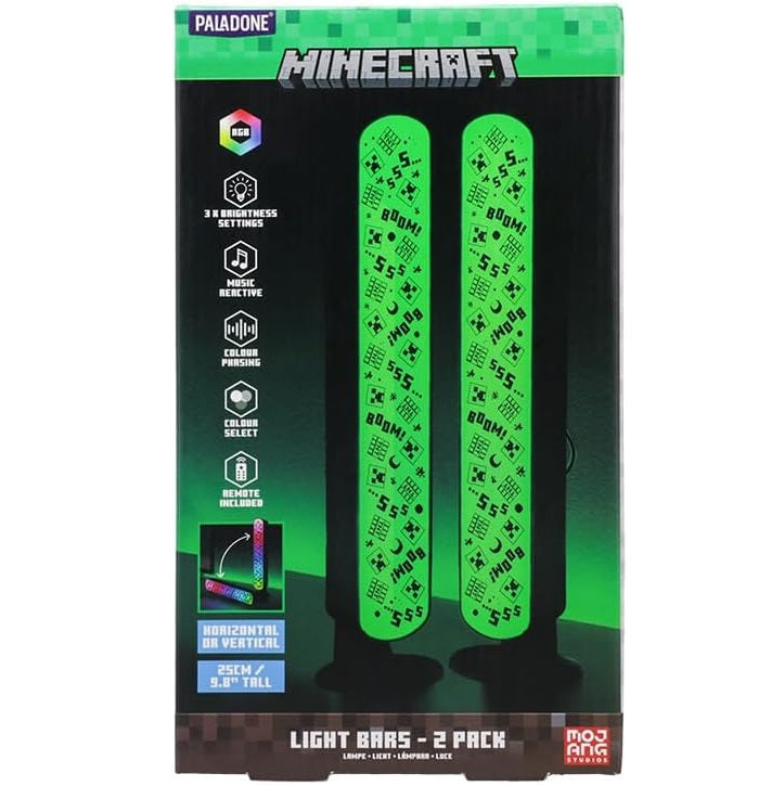 Paladone Minecraft Light Bars 2 Barre Luminose Rgb Lampada Da Tavolo Scrivania