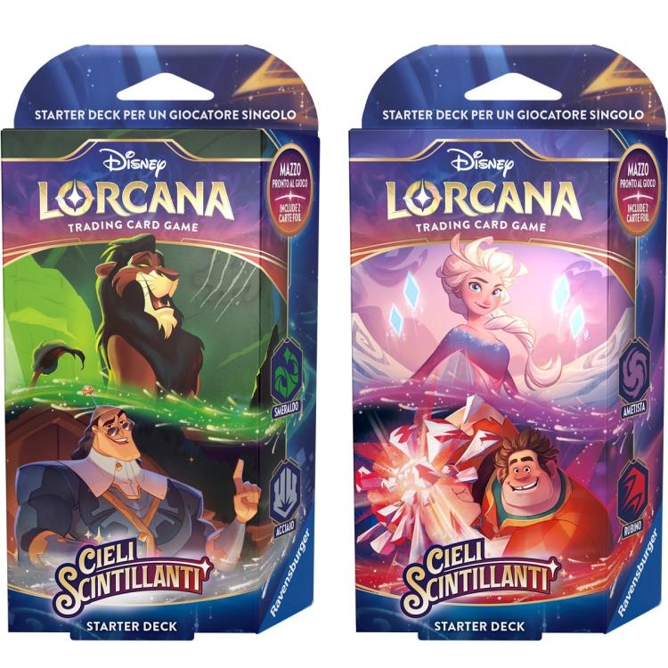 Disney Lorcana "Cieli Scintillanti" Starter Deck (Ametista/Rubino) Mazzo Tcg Ita