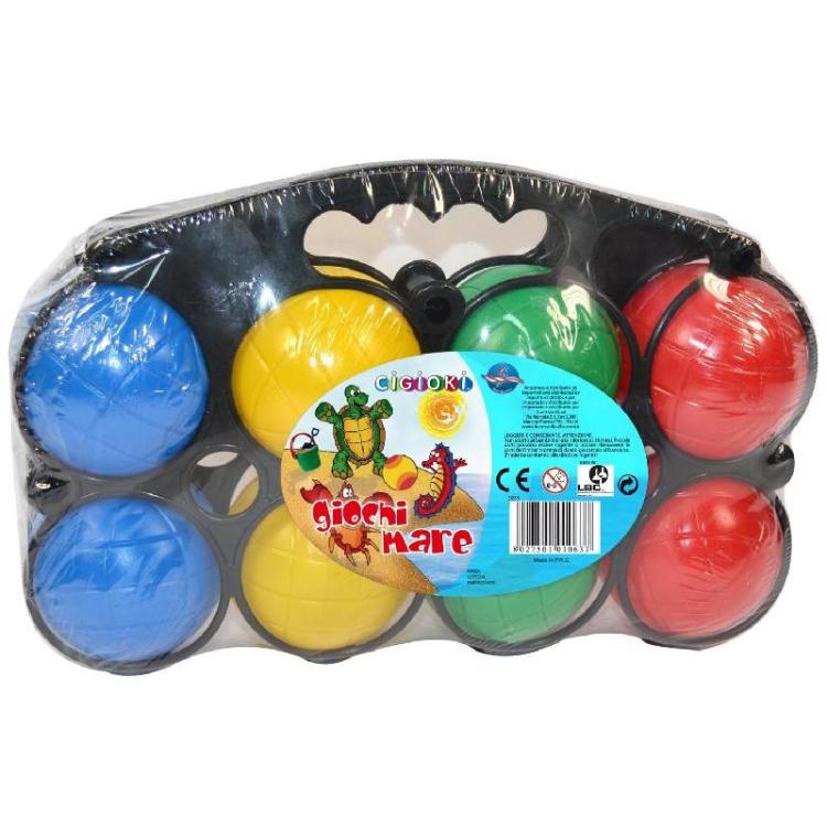 Set 8 Bocce Piene Con Valigetta 1 Boccino Gioco Mare Estate Giocattoli Spiaggia