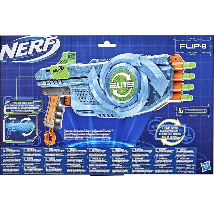 Hasbro - Nerf Elite 2.0 Flip-8 Pistola Giocattolo Fucile Motorizzato Spara Dardi