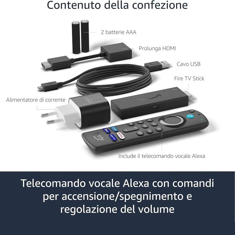 AMAZON FIRE TV STICK FULL HD CON TELECOMANDO VOCALE ALEXA (COMANDI PER LA TV)