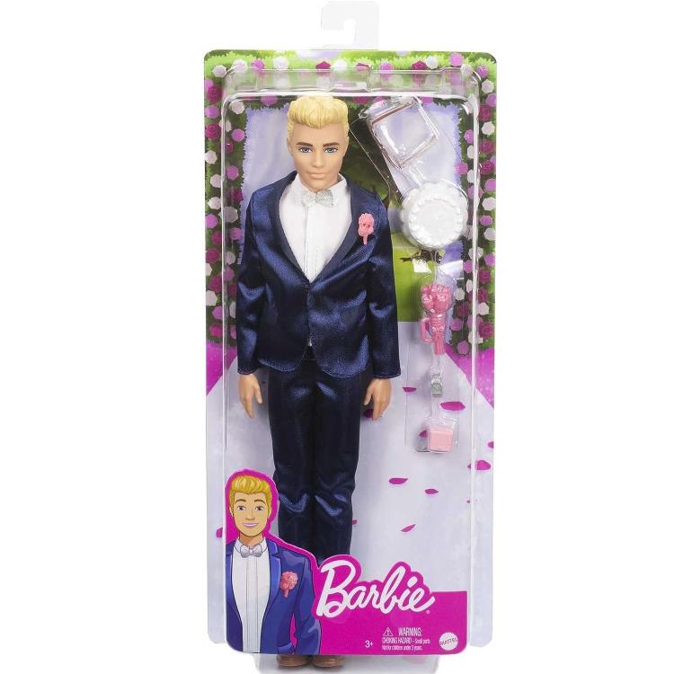Mattel Barbie Bambola Ken Sposo Biondo Smoking E 5 Accessori Giocattolo 3+ Gtf36