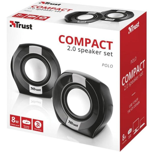 Trust Polo Speaker 2.0 Casse 8W Pc Audio Set Altoparlanti Stereo Desktop Nero
