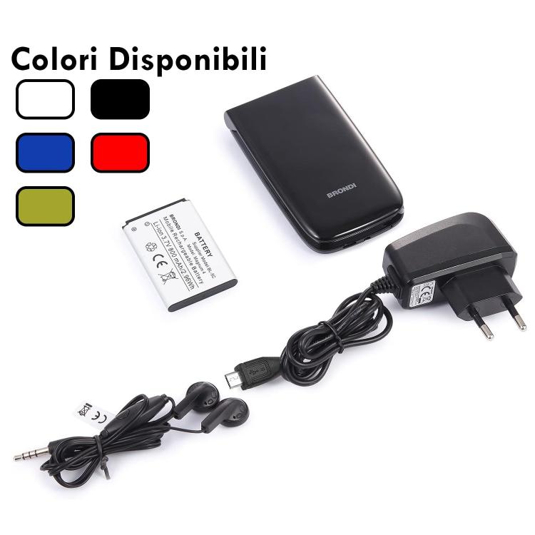 BRONDI MAGNUM 4 CELLULARE GSM FLIP MAXI DISPLAY DUAL SIM FOTOCAMERA 1.3MP NERO