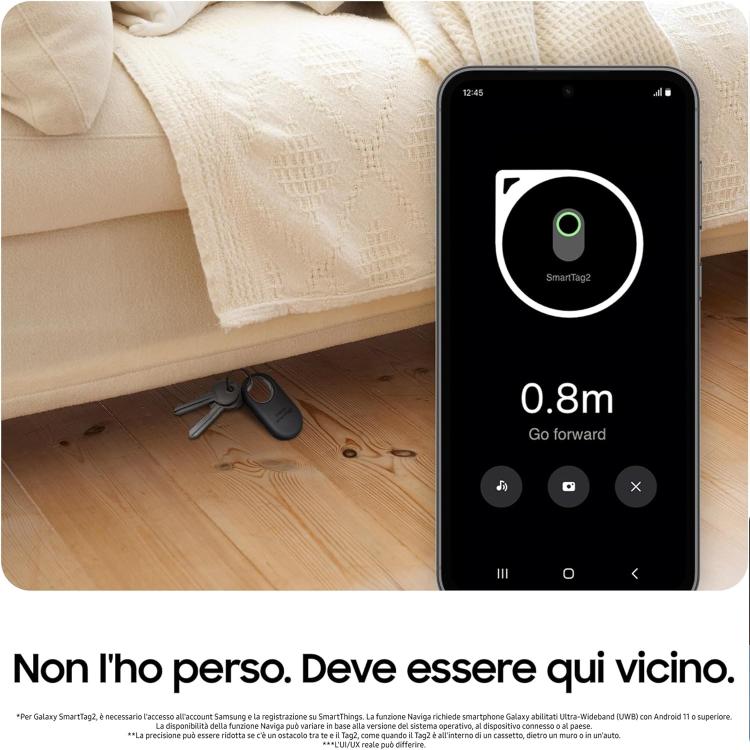 Samsung Galaxy Smarttag2 Localizzatore Bluetooth 2023 Tracker Ip67 Bianco White