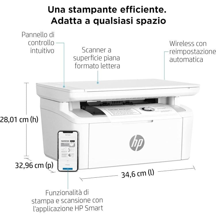 Hp Stampante M140W 7Md72F Multifunzione Laser Smart Monocromatica Wifi Usb 20Ppm