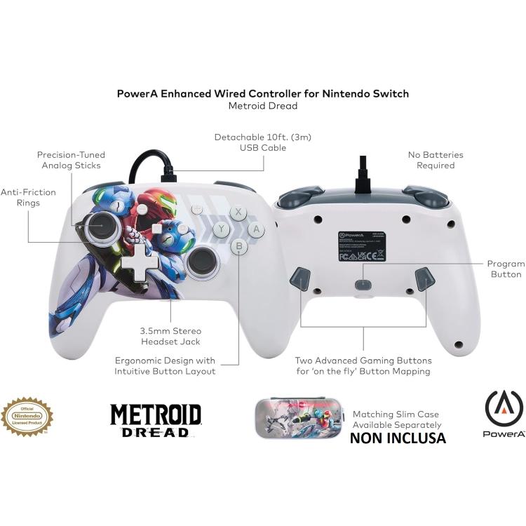 Powera Controller Cablato Enanched Programmabile Nintendo Switch - Metroid Dread