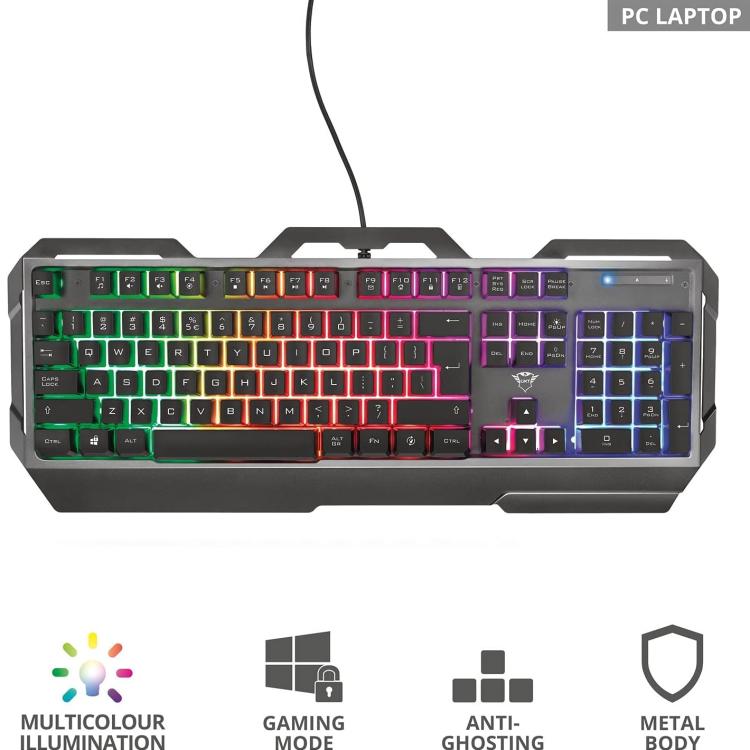 Trust Gxt 856 Torac Tastiera Pc Gaming In Metallo Retroilluminata Anti-Ghosting