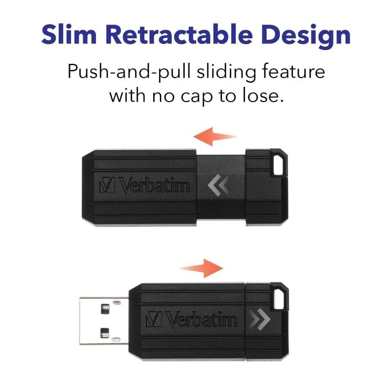 Verbatim Pendrive Pinstripe 128 Gb Chiavetta Usb 2.0 Memoria Nero Drive 49071