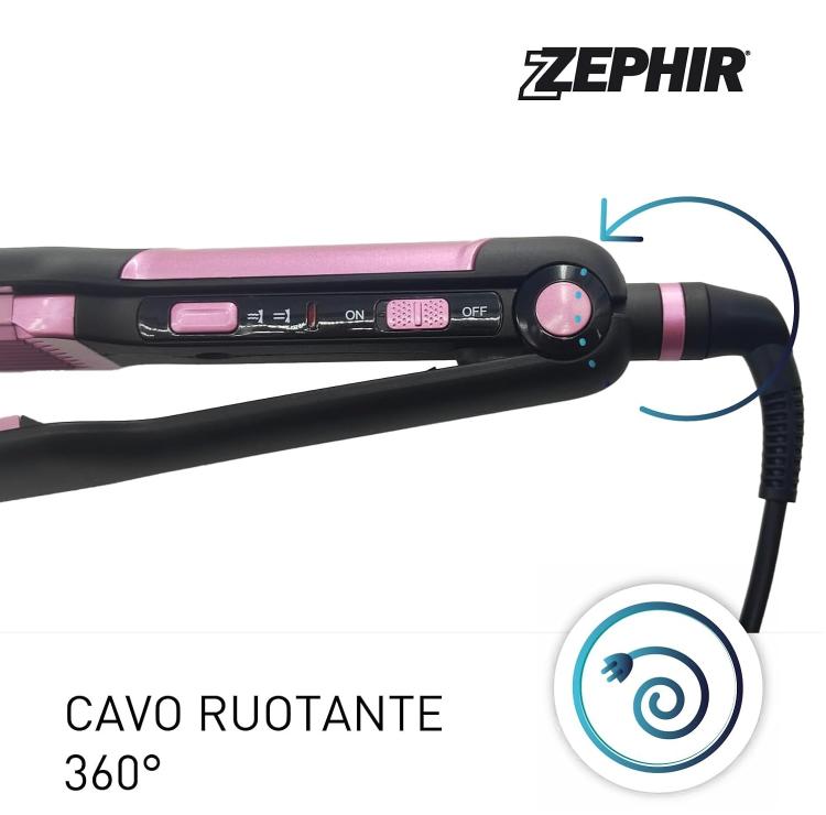 Zephir Piastra Per Capelli Larga Ceramica Liscio E Frisee 2In1 Lisciante Zhb742