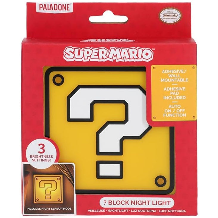 Paladone Lampada Super Mario ? Block Night Light Applique Parete Luce Notturna