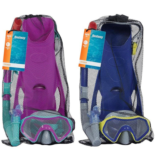 BESTWAY - SET MASCHERA PER SNORKELING CON BOCCAGLIO E PINNE PER BAMBINI 7+ ANNI