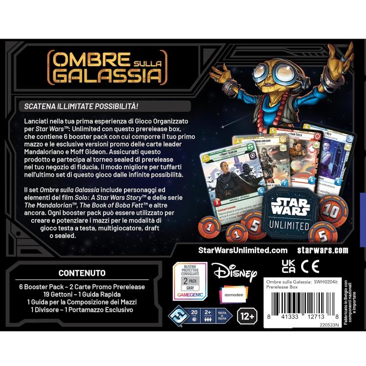 Star Wars Unlimited (Ombre Sulla Galassia) Prerelease Box Cioco Carte Card Game