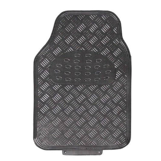 Set 4 Tappetini Tappeti Auto Universali Gomma Effetto Metallo Cromato (Carbonio)