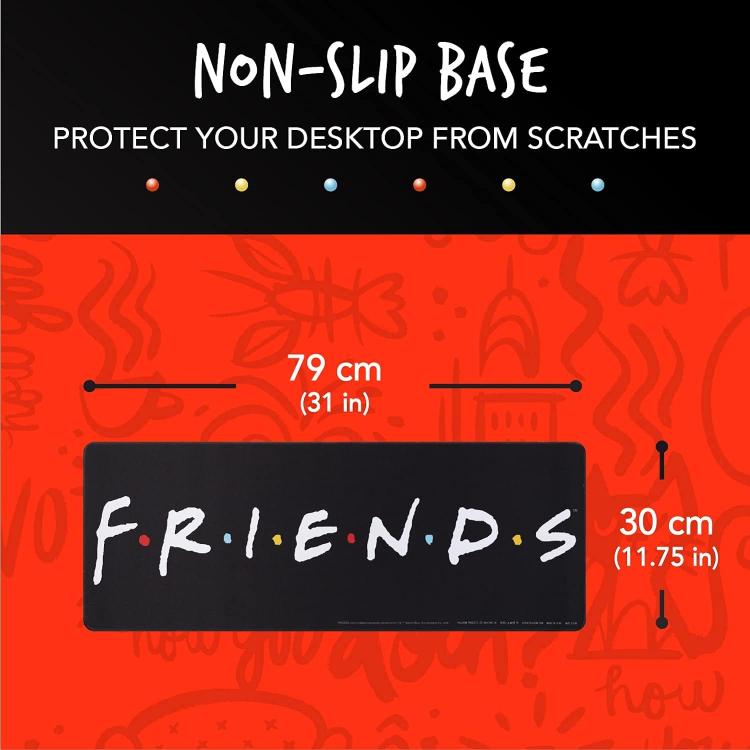 Paladone Desk Mat (Friends) Tappetino Mouse Pad Xxl Gaming Pc Tv Tappeto 30X80Cm