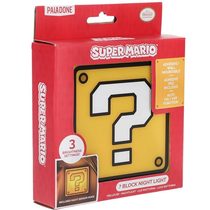 Paladone Lampada Super Mario ? Block Night Light Applique Parete Luce Notturna