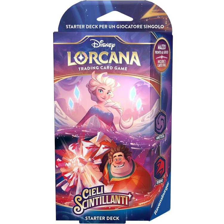 Disney Lorcana "Cieli Scintillanti" Starter Deck (Ametista/Rubino) Mazzo Tcg Ita