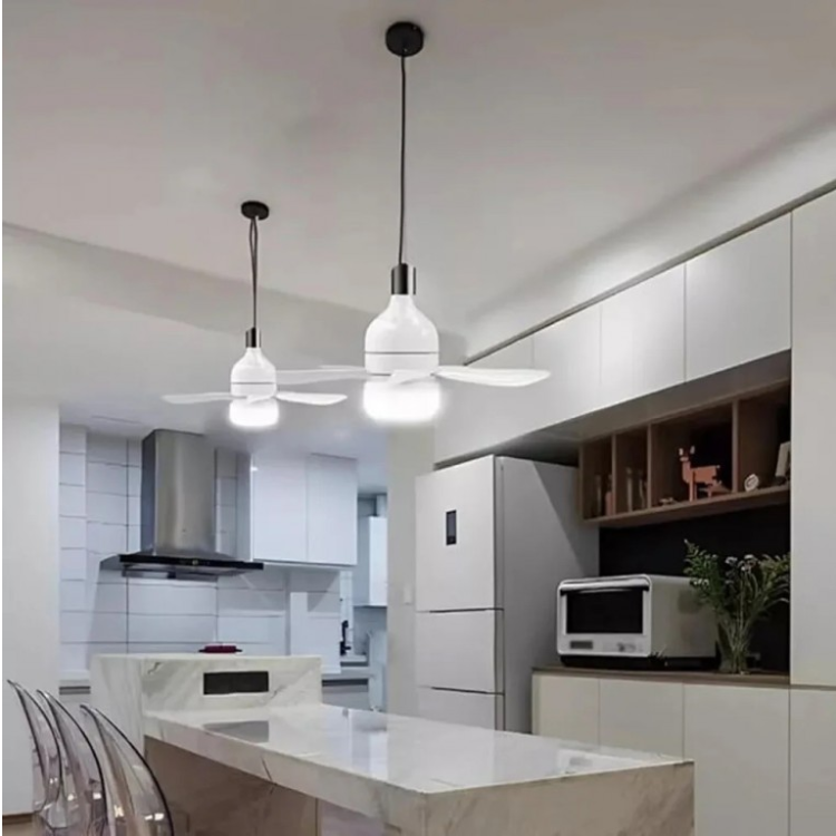 Ventilatore E Lampadario Da Soffitto 19W E27 Plafoniera Luce Led Cct Telecomando