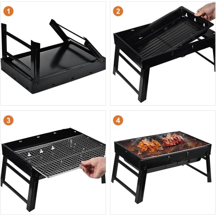 Barbecue da Tavolo Carbonella Grill con Valigetta Portatile Pieghevole Campeggio