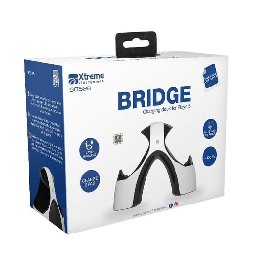 Xtreme Base Ricarica Bridge Per 2 Controller Dualsense Ps5 Joypad Playstation 5