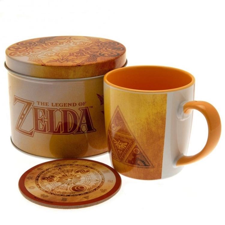 Pyramid The Legend Of Zelda: Golden Triforce Tazza Sottotazza In Scatola Metallo