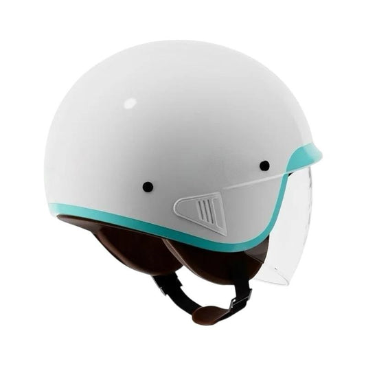 Casco Baby Moto Scooter Omologato per Bambini Visiera Bianco/Blu Tg.YS 49-51 cm