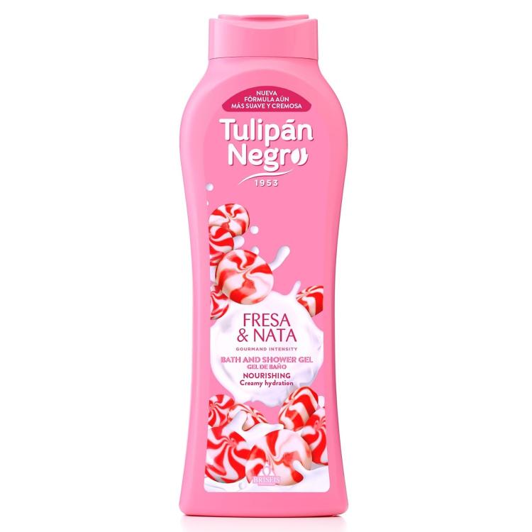 Tulipan Negro Shower Gel Bagno (Panna E Fragole Dolci) Bagnoschiuma Fucsia 650Ml