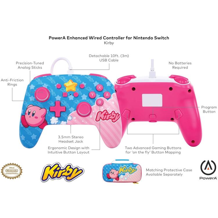 Powera Enanched Wired Controller Cablato Programm. Nintendo Switch (Kirby Star)