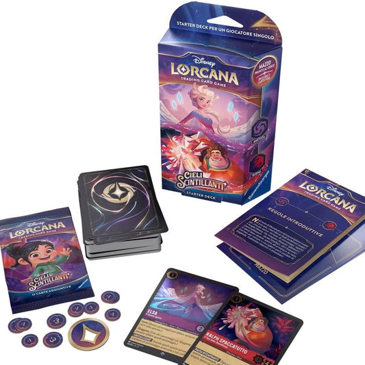 Disney Lorcana "Cieli Scintillanti" Starter Deck (Ametista/Rubino) Mazzo Tcg Ita