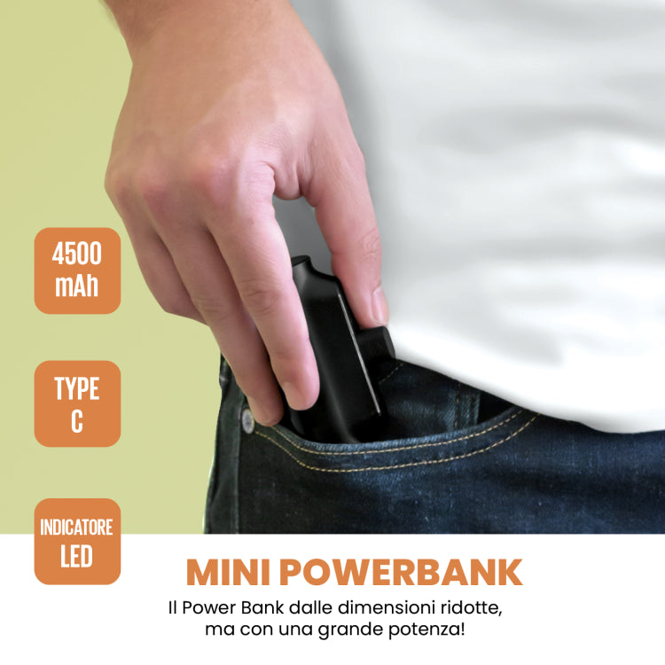 Techmade Power Bank 4500Mah Type Usb-C Powerbank Caricabatteria Portatile +Stand