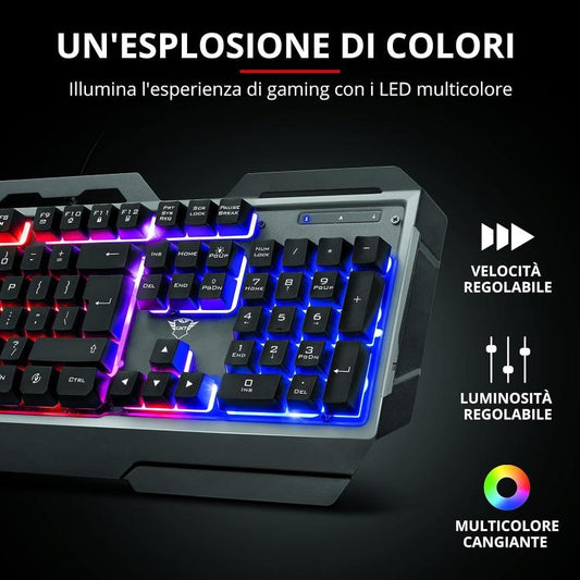 Trust Gxt 856 Torac Tastiera Pc Gaming In Metallo Retroilluminata Anti-Ghosting