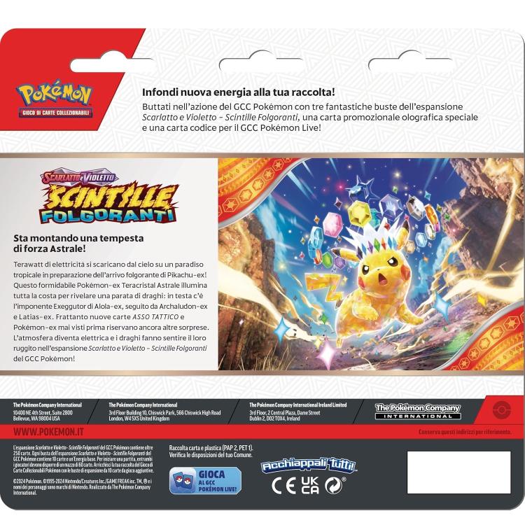 Pokémon Scintille Folgoranti (Blister 3 Buste + 1 Card) Espansione Gcc Carte Ita