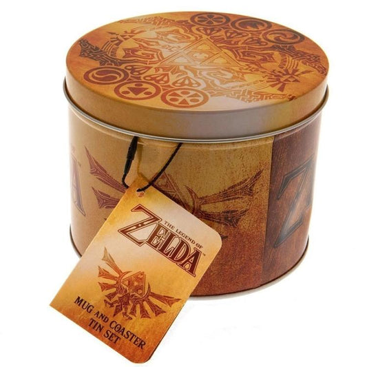 Pyramid The Legend Of Zelda: Golden Triforce Tazza Sottotazza In Scatola Metallo