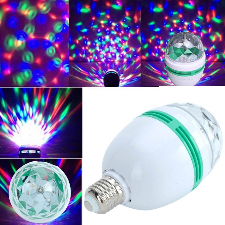 Lampada Lampadina Led Rgb Rotante Effetto Luci Multicolor E27 Discoteca Natale