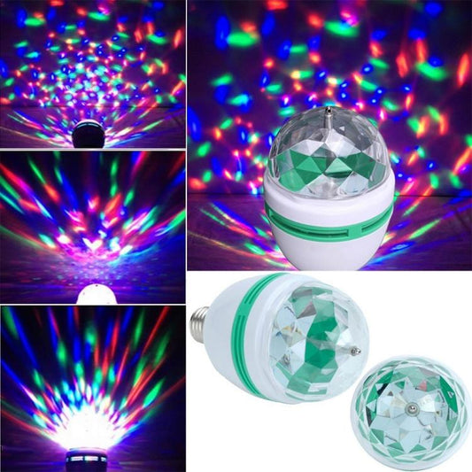 Lampada Lampadina Led Rgb Rotante Effetto Luci Multicolor E27 Discoteca Natale
