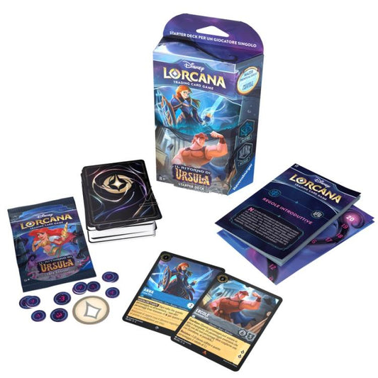 Disney Lorcana "Il Ritorno Di Ursula" Starter Deck (Hercules) Zaffiro/Acciaio It