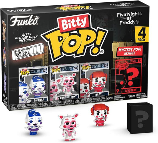 Funko Bitty Pop! Fnaf 4Pack - Ballora/Funtime Foxy/Baby + Figure Mystery Vinyl