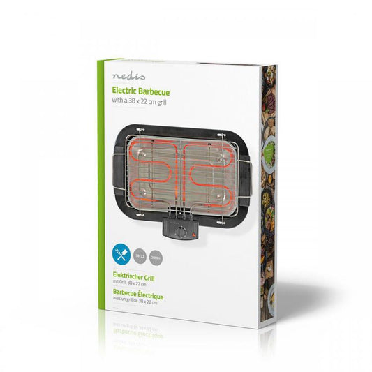 Nedis Barbecue Elettrico Griglia Bistecchiera Bbq Piastra Tavolo Giardino 2000W