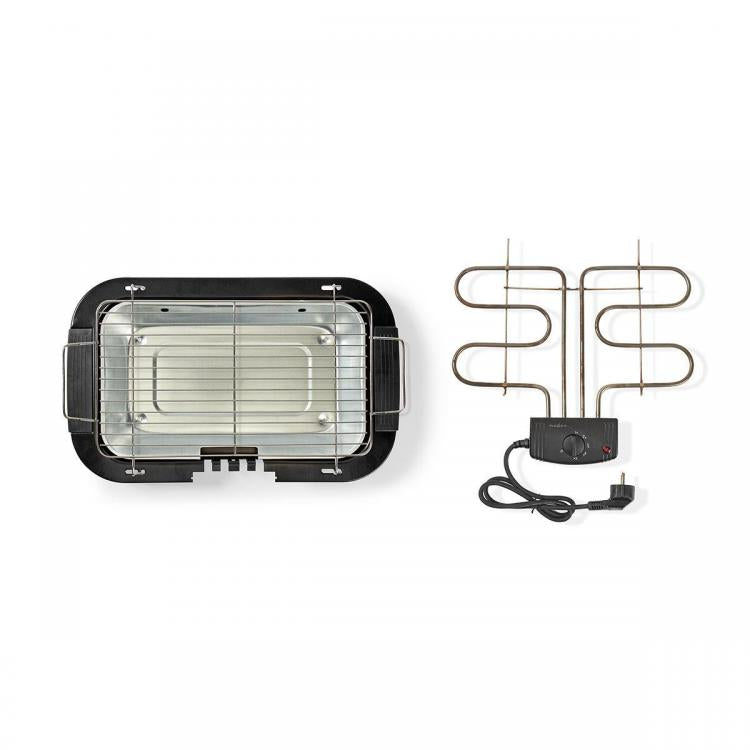Nedis Barbecue Elettrico Griglia Bistecchiera Bbq Piastra Tavolo Giardino 2000W