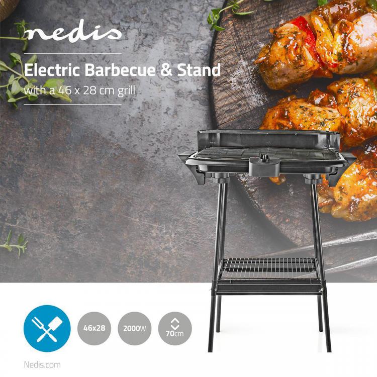 Nedis Barbecue Elettrico Con Piedi O Da Tavolo Griglia Grill Bbq No Fumo 2000W