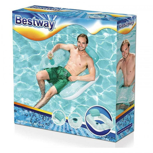 BESTWAY POLTRONA GONFIABILE MATERASSINO PISCINA MARE PORTABICCHIERE E SCHIENALE