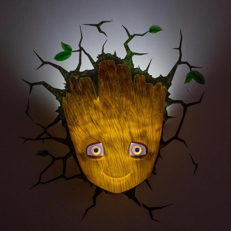 Marvel Lampada Muro Decorazione Baby Groot 3D Deco Light Applique Led + Sticker