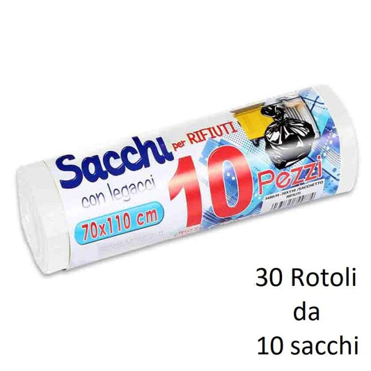 300 BUSTE SACCHI SACCHETTI RIFIUTI SPAZZATURA RACCOLTA DIFFERENZIATA 70X110cm BI
