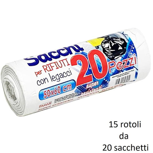 300 BUSTE SACCHI SACCHETTI RIFIUTI SPAZZATURA RACCOLTA DIFFERENZIATA 50X60cm BIA