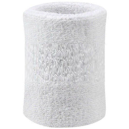 Polsino Tergisudore Elastico Polsiera In Spugna Cotone Tennis/Sport/Gym Bianco