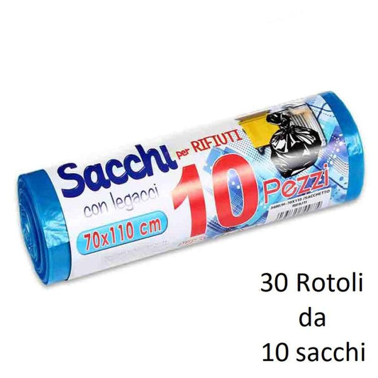 300 BUSTE SACCHI SACCHETTI RIFIUTI SPAZZATURA RACCOLTA DIFFERENZIATA 70X110cm BL