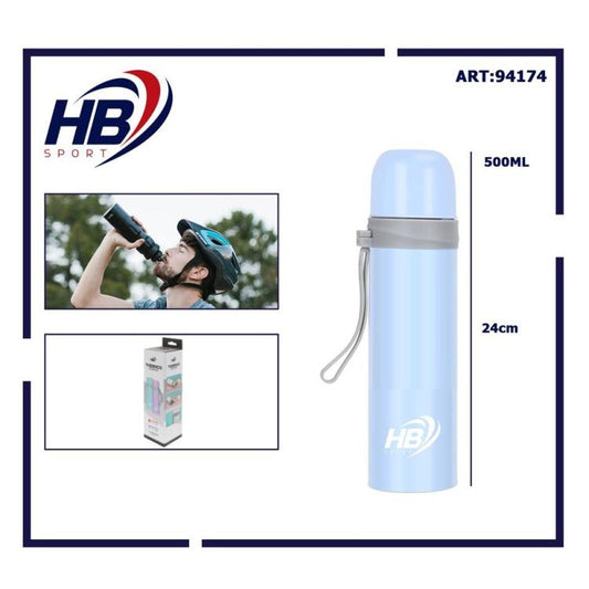 Hb Thermos Acciaio Inox 500Ml Bottiglia Termica (12/24H) Tappo A Scatto | Blu