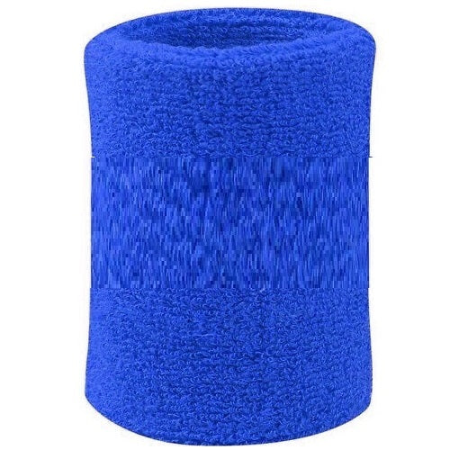 Polsino Tergisudore Elastico Polsiera In Spugna Cotone Per Tennis/Sport/Gym Blu